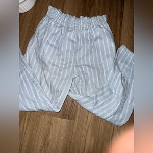 Fancy Props Straight Leg Jeans with Light Blue and White Stripes